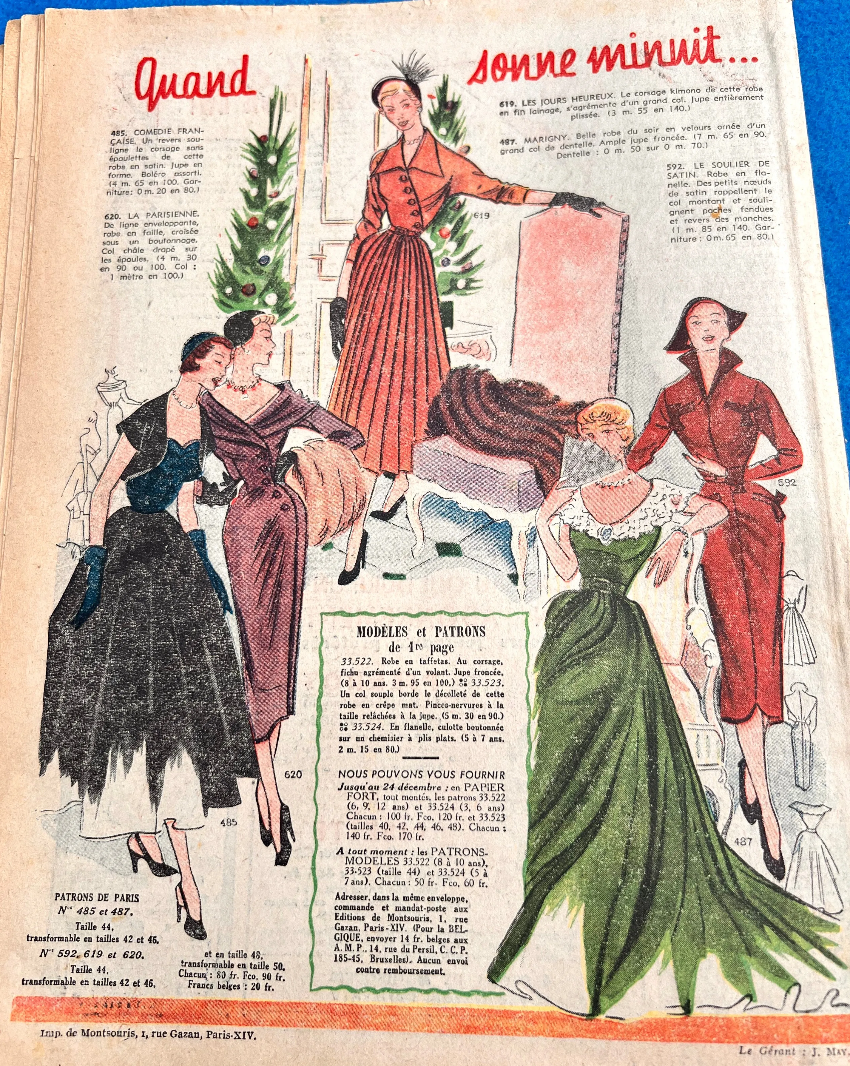 Full of Christmas Cheer in December 1950 issue of French Petit Echo de la Mode