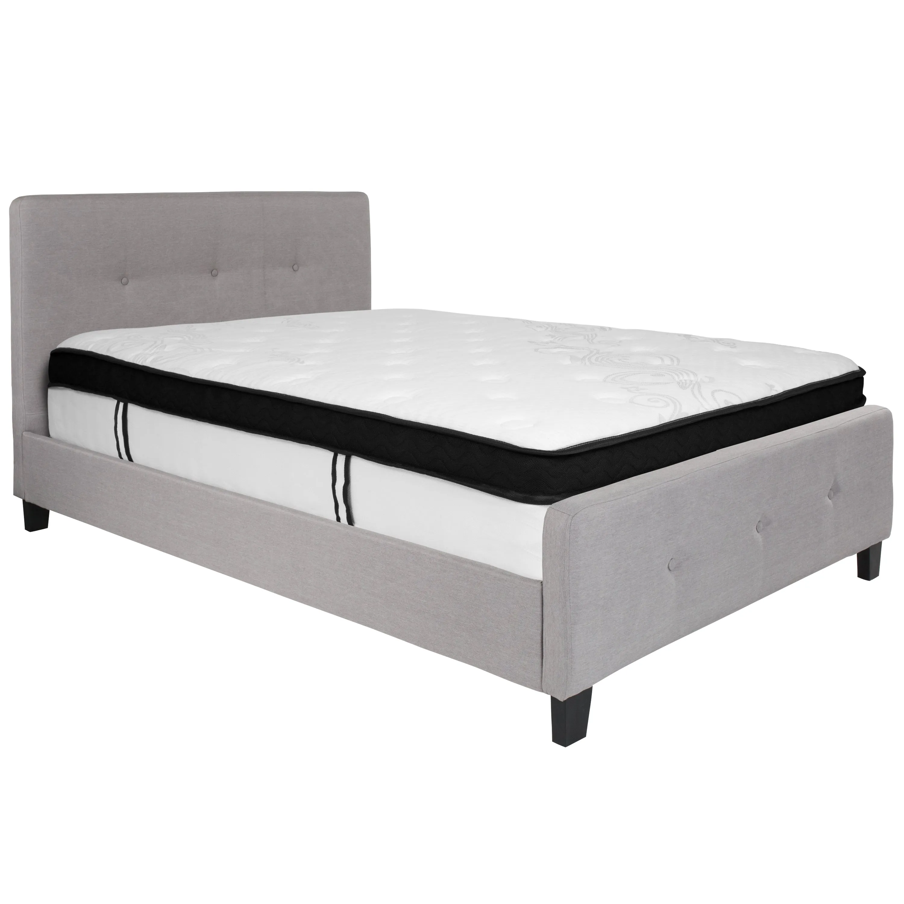 Full Platform Bed Set-Gray HG-BMF-26-GG