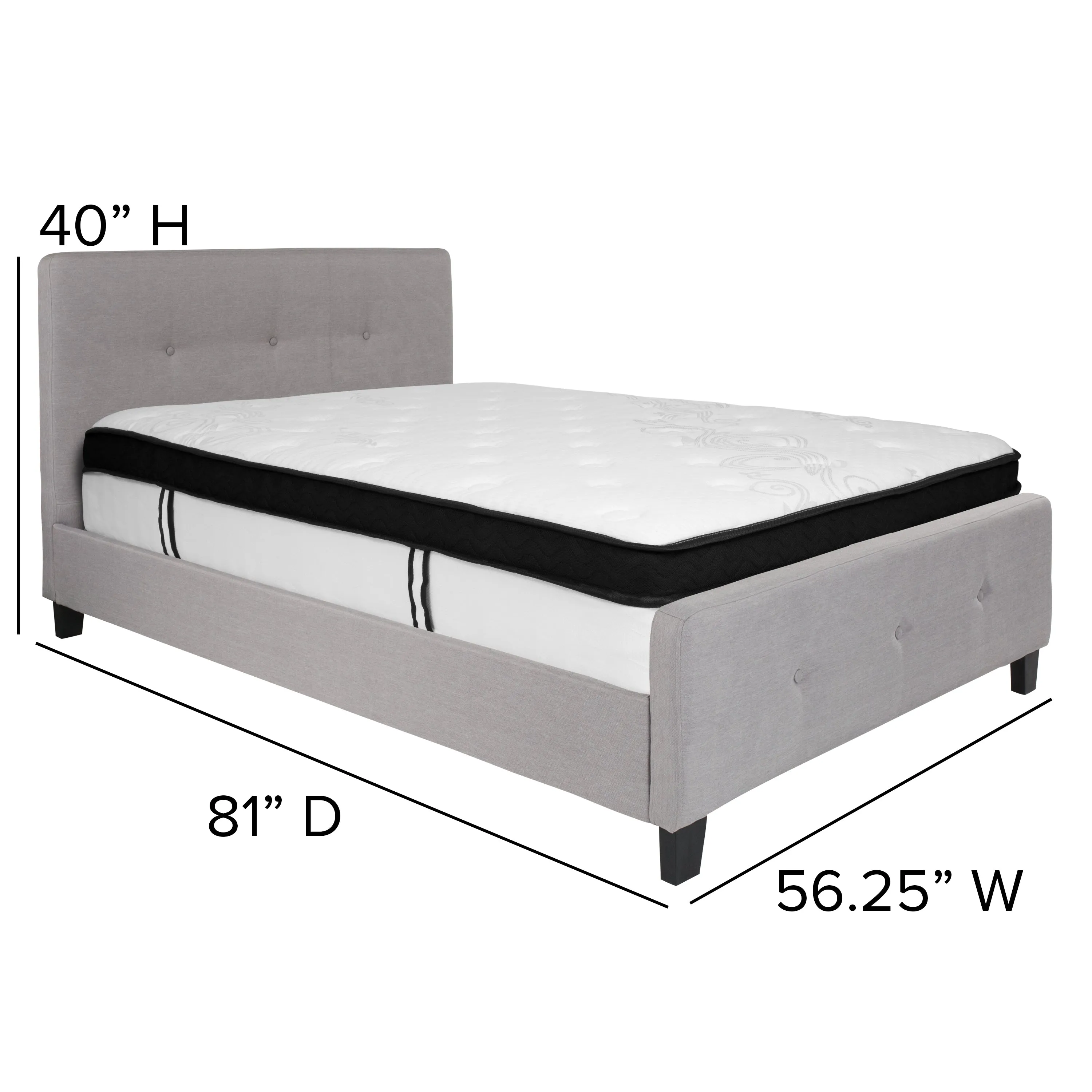 Full Platform Bed Set-Gray HG-BMF-26-GG