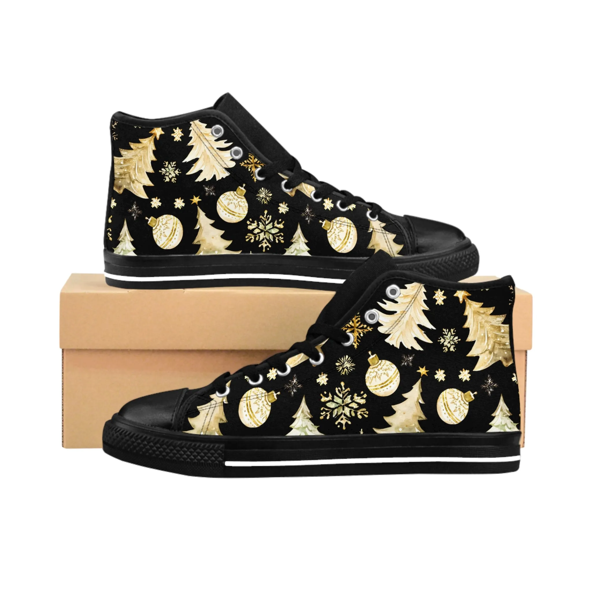 Golden Christmas Trees Women's Classic Sneakers