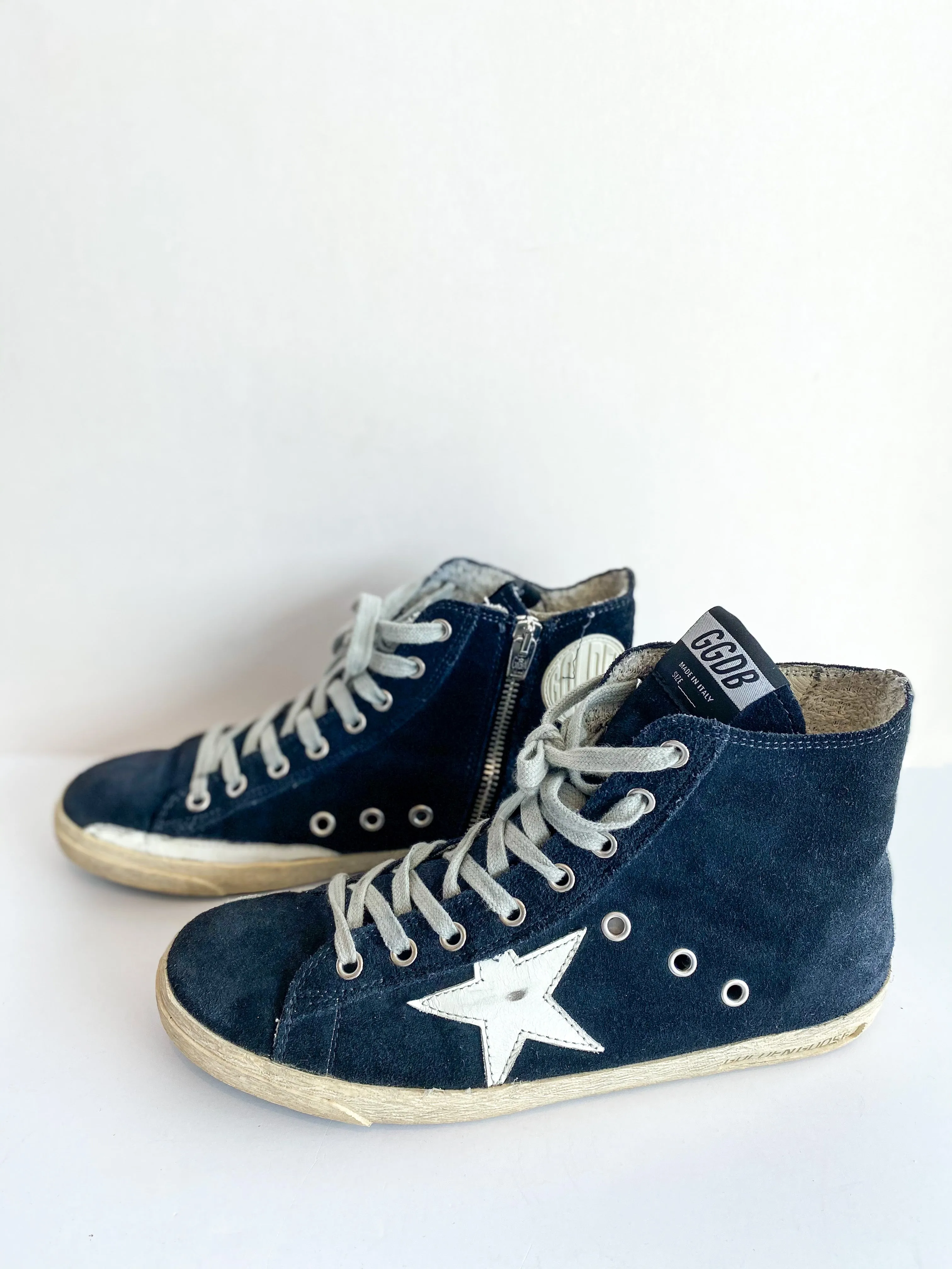 Golden Goose Francy Blue Suede Sneakers