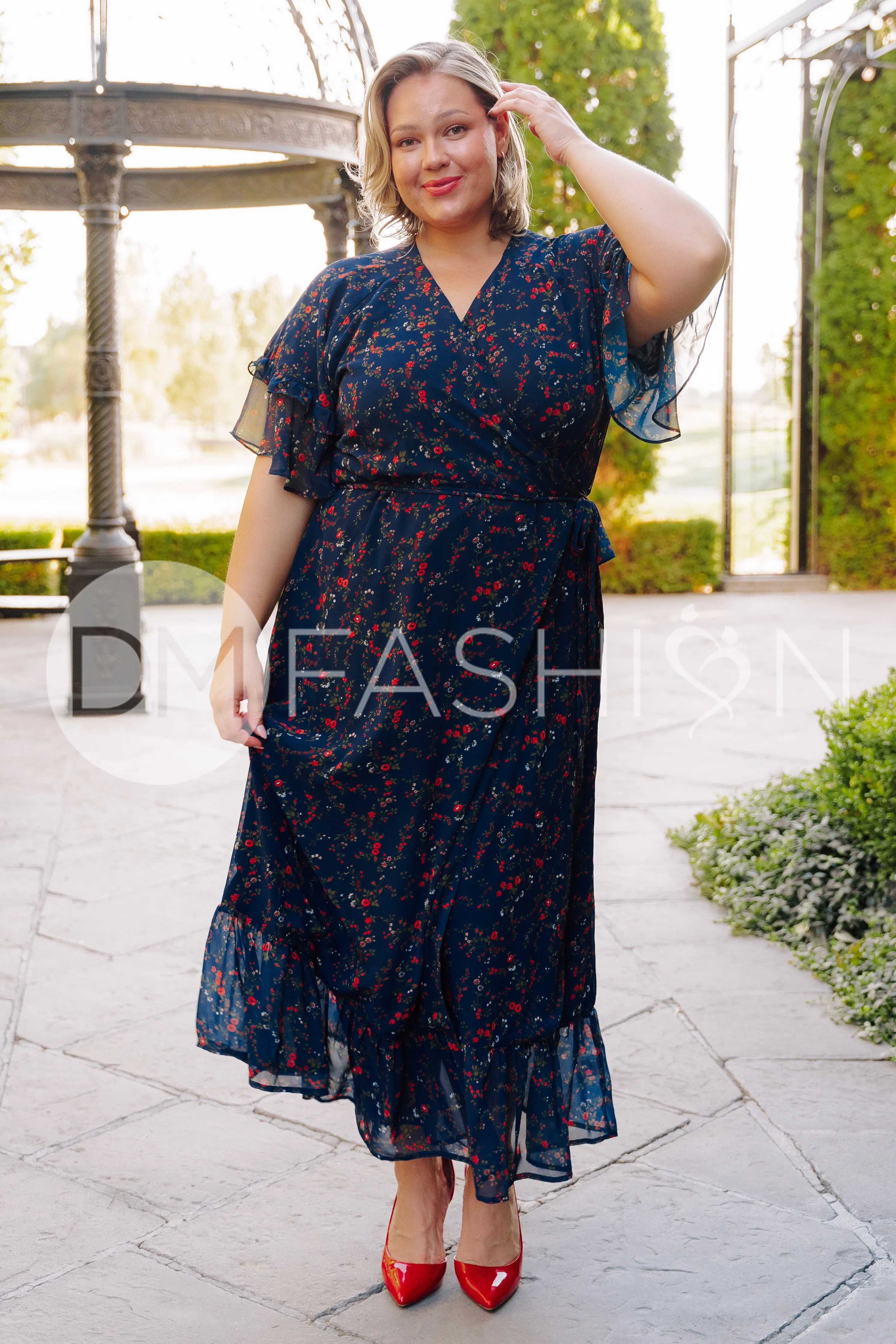 Halie Navy Floral Wrap Dress - DM Exclusive - Maternity Friendly - Restocked