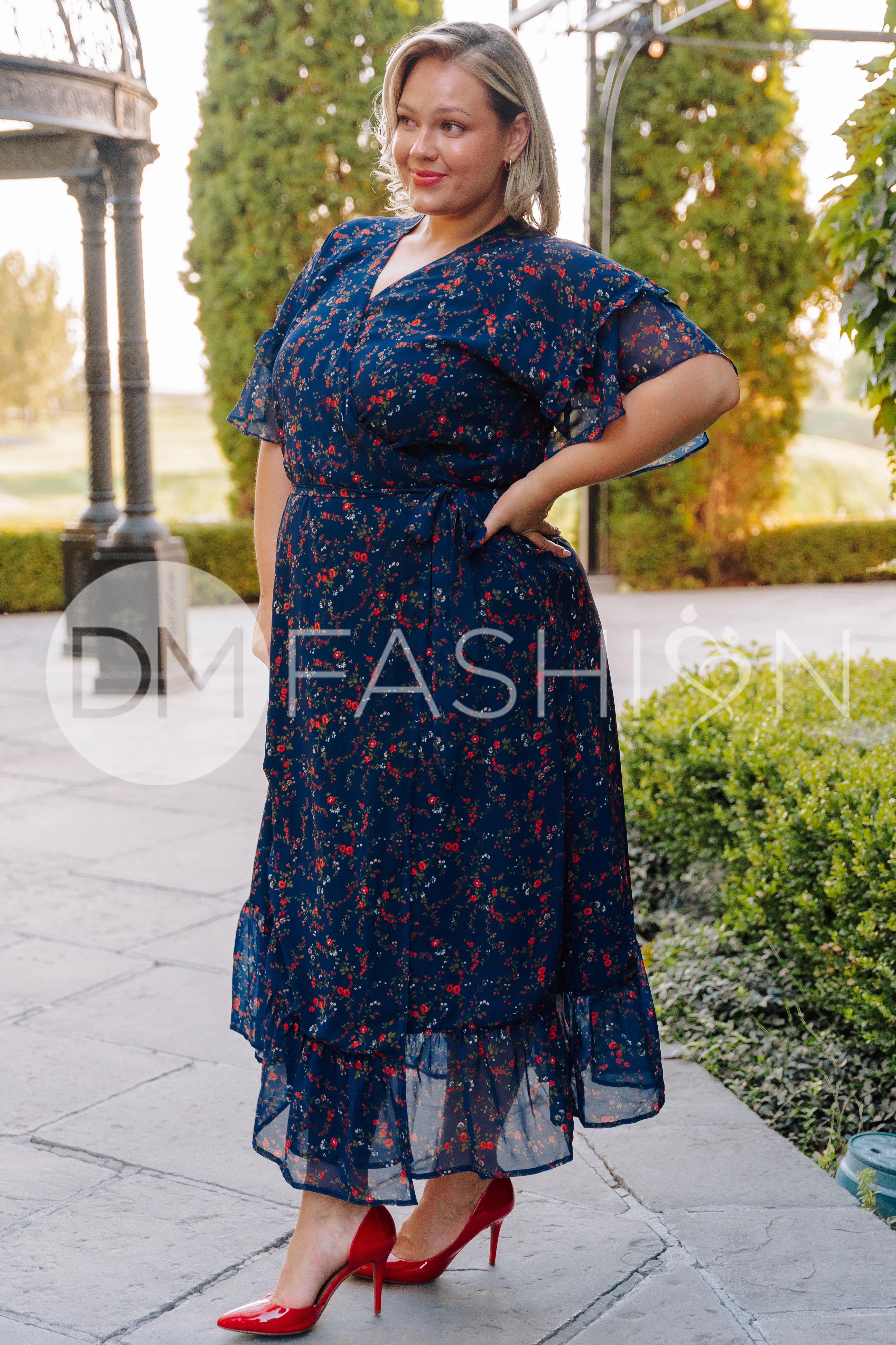 Halie Navy Floral Wrap Dress - DM Exclusive - Maternity Friendly - Restocked