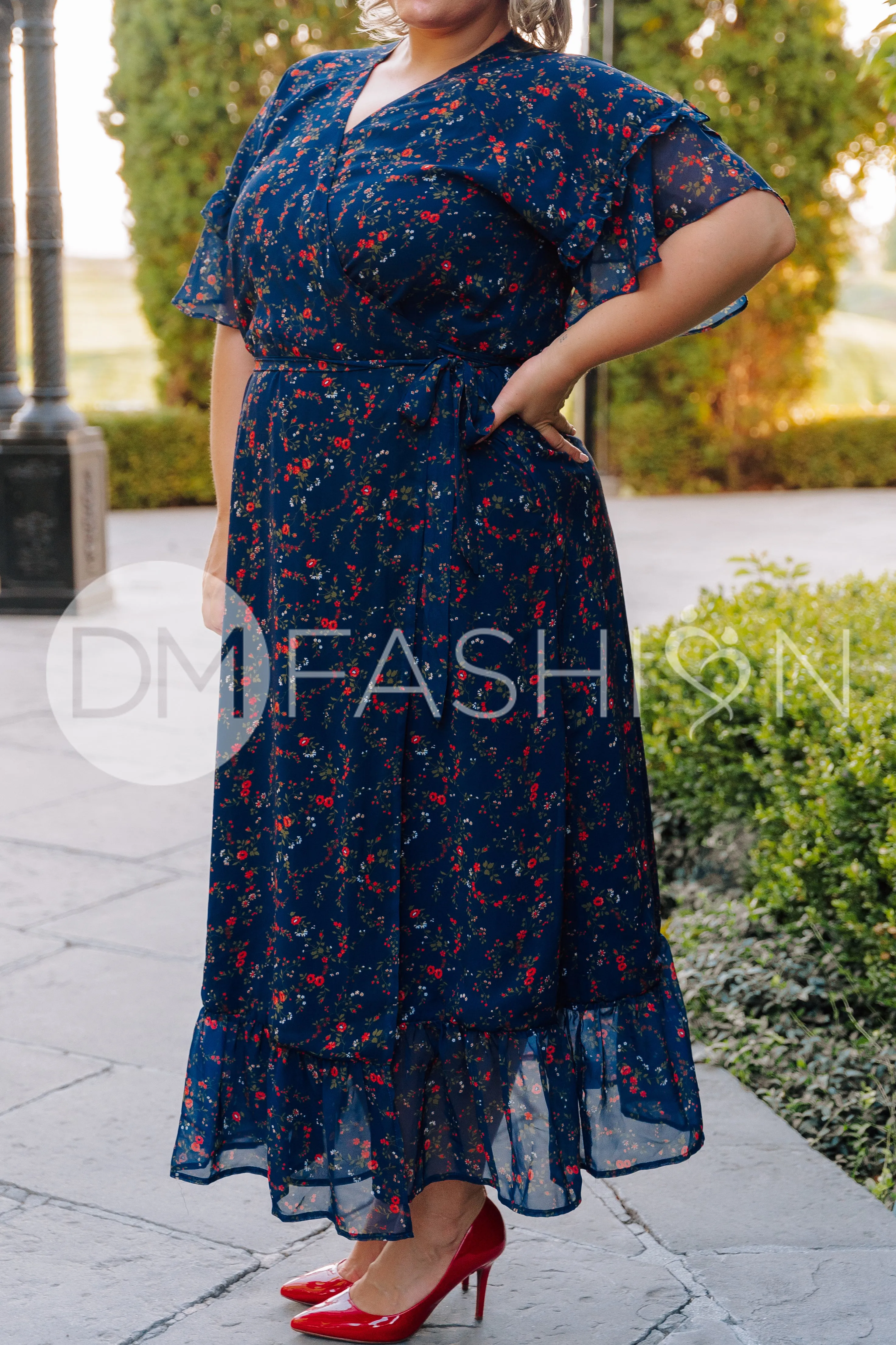 Halie Navy Floral Wrap Dress - DM Exclusive - Maternity Friendly - Restocked