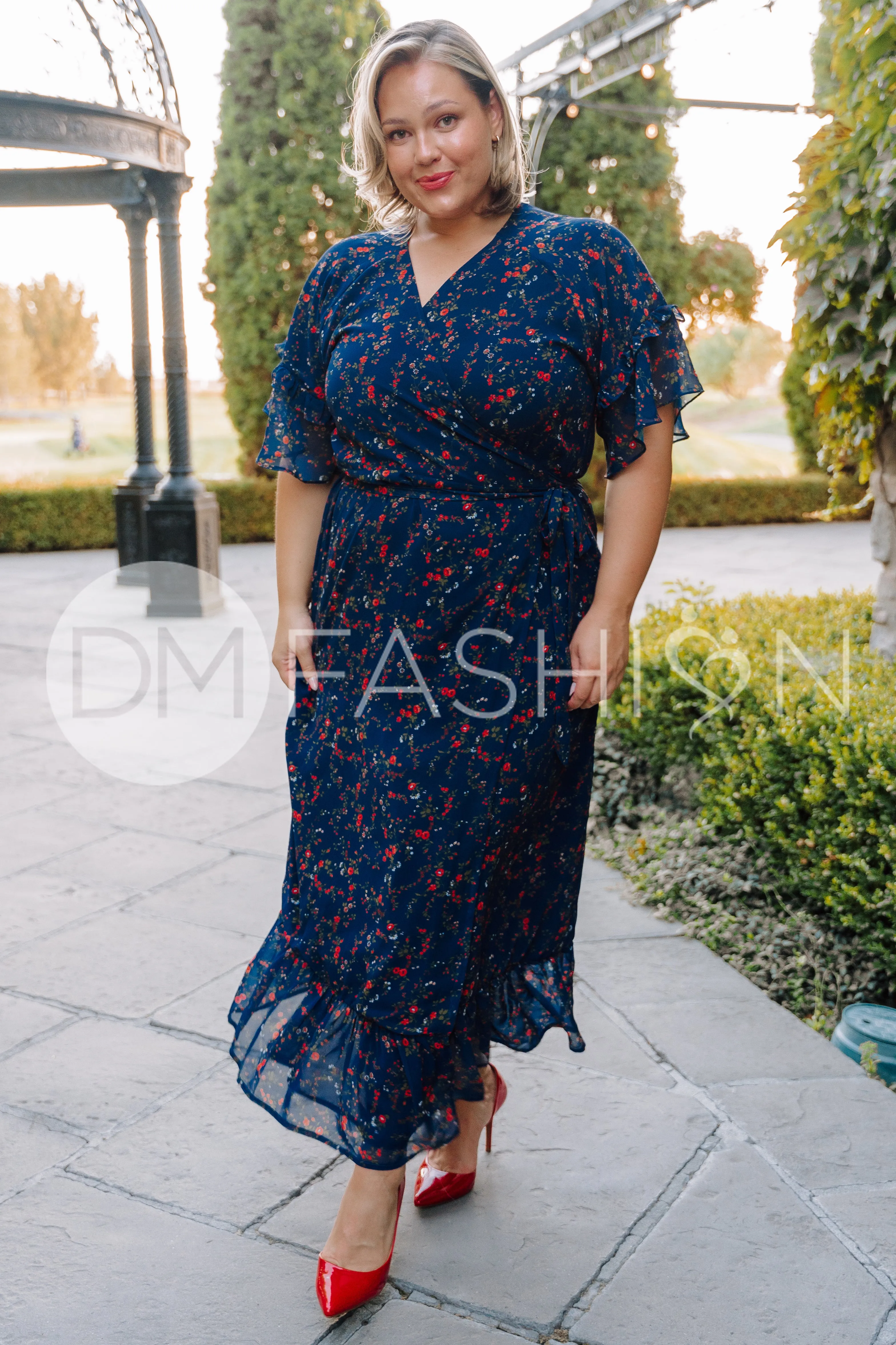 Halie Navy Floral Wrap Dress - DM Exclusive - Maternity Friendly - Restocked