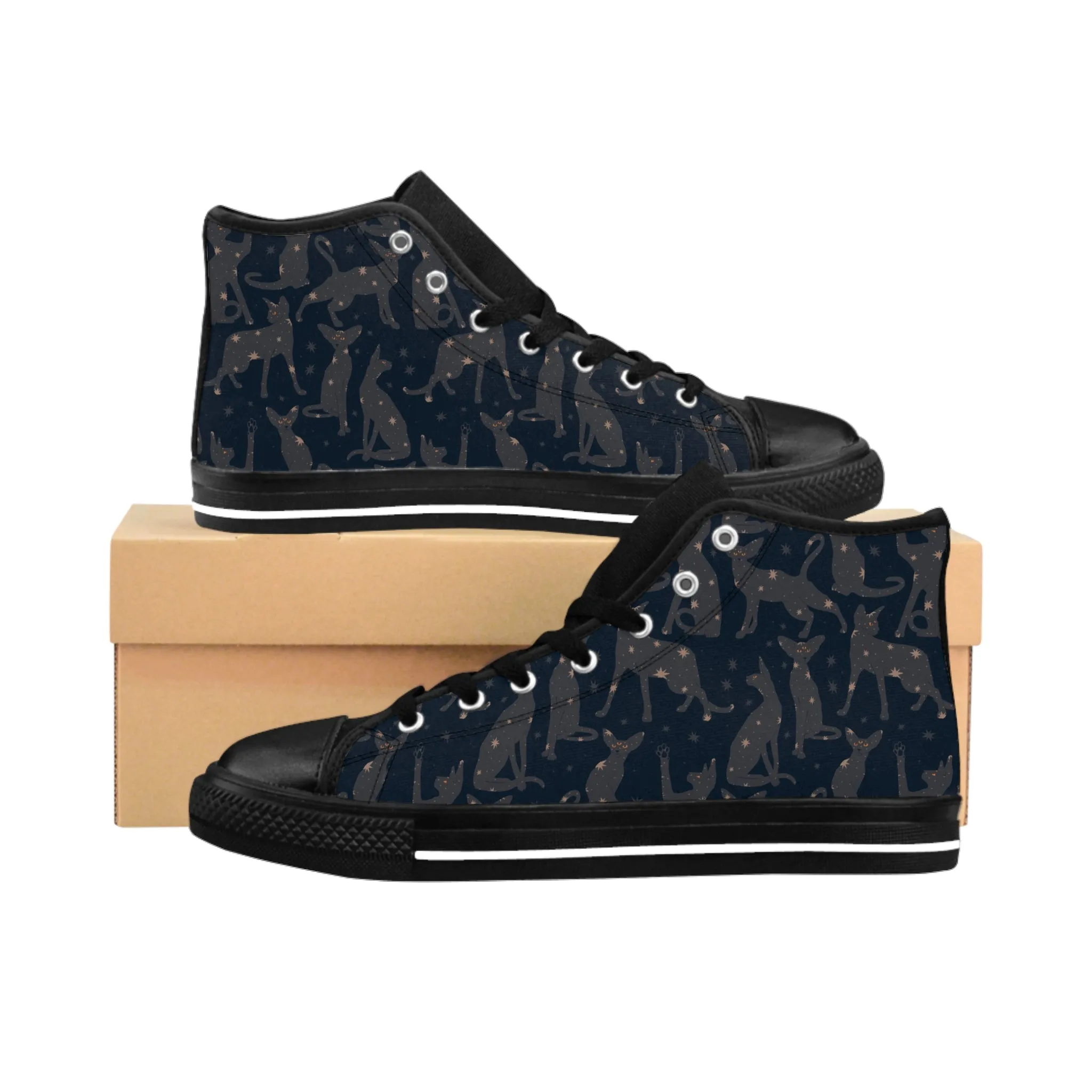 Halloween Blue Cats Women's Classic Sneakers