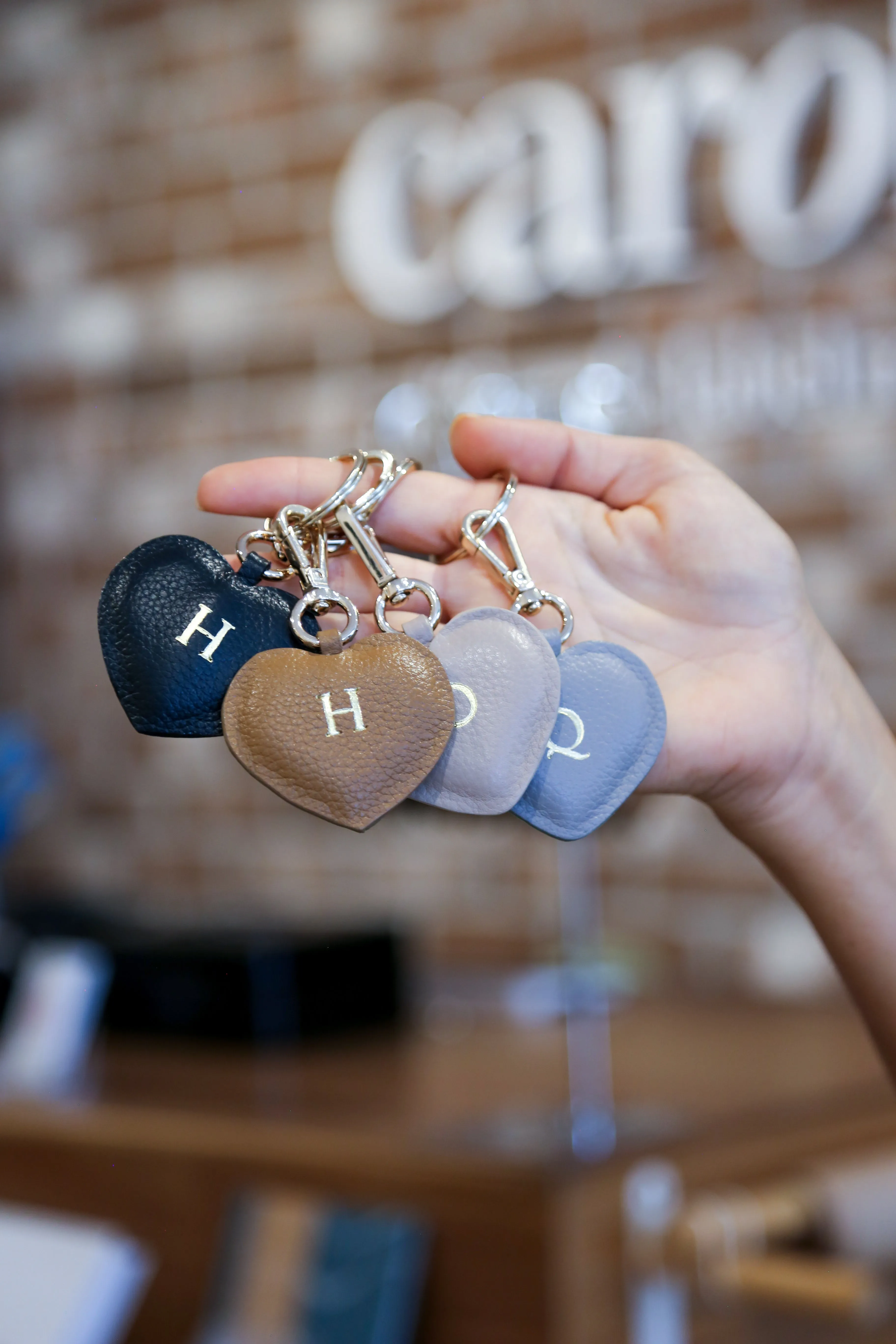 Heart Leather Keyring Black