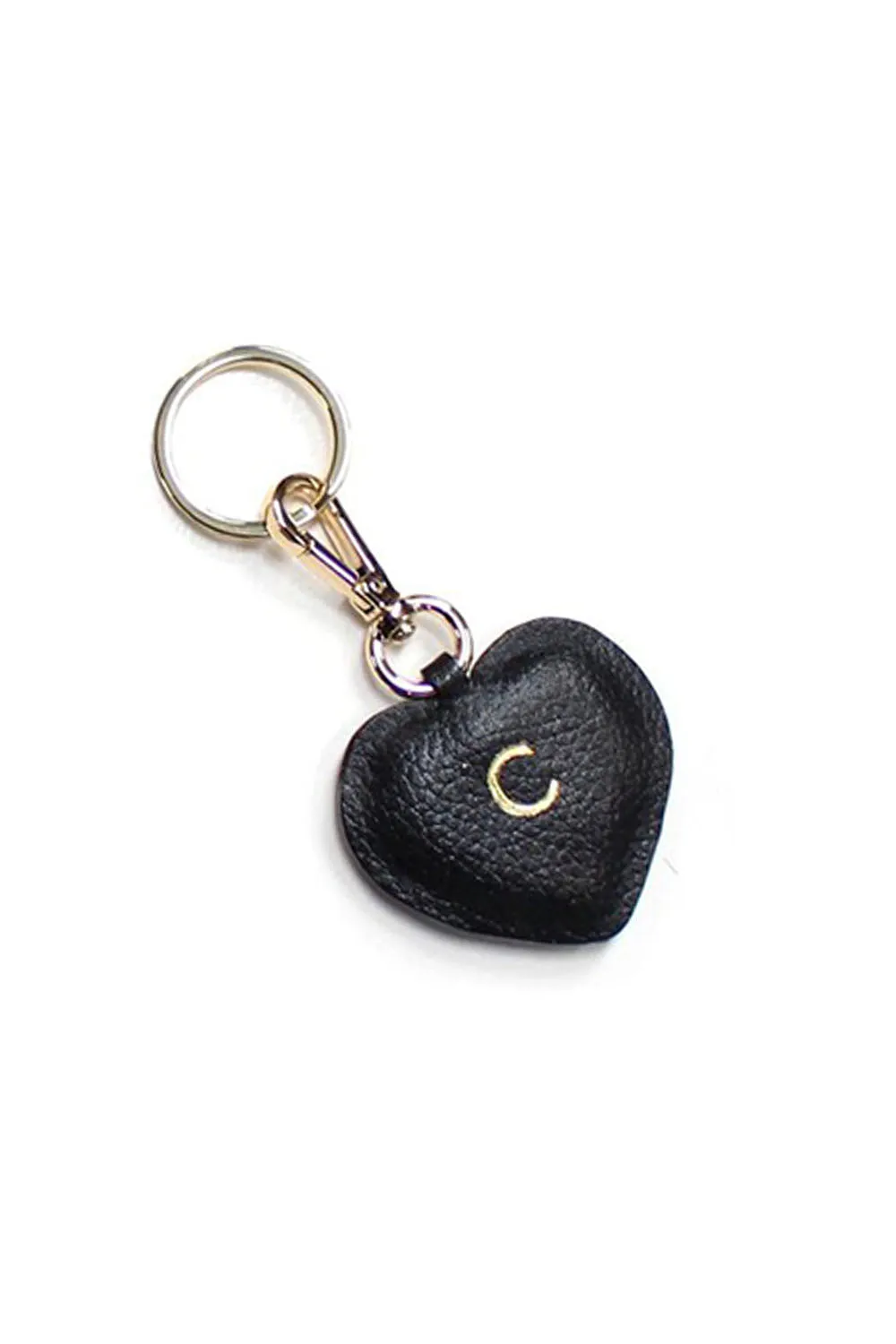 Heart Leather Keyring Black