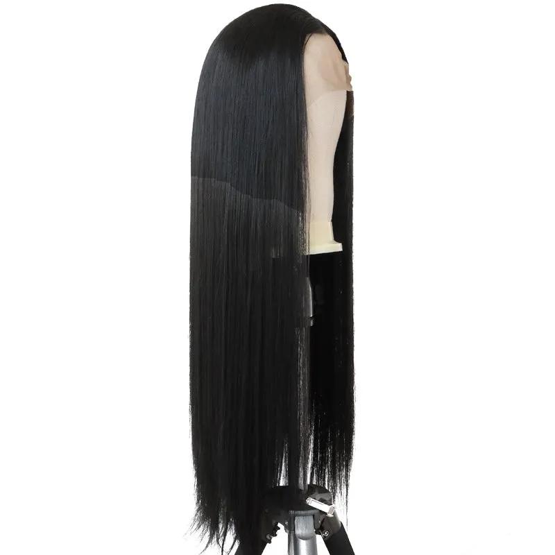 Hot Sale Ladies Front Lace Long Straight Chemical Fiber Wig Head Cover