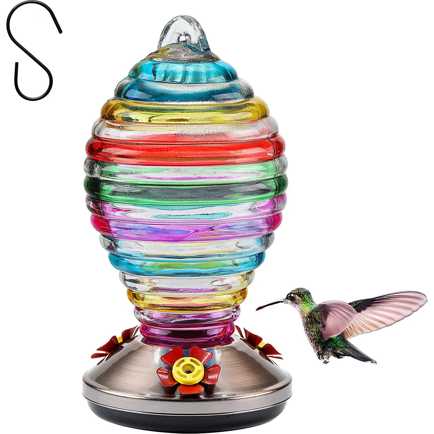 Hummingbird Feeder Glass Multi Stripe