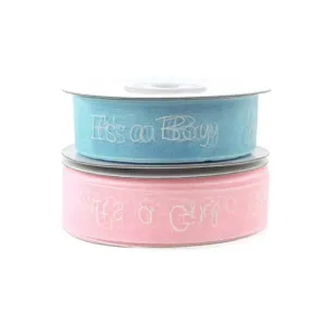 Its A Boy/Girl Organza Ribbon, 7/8-inch, 25-yard