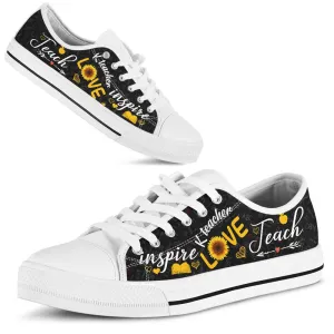 K Teacher Teach Love Inspire Low Top Shoes, Teacher Shoes, Low Top Sneakers