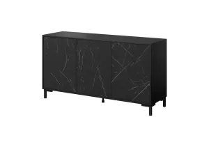 Marmo 3D Chest Of Drawers 150X45x80.5 Cm Matte Black/Marble Black