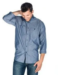 Men's Comfort-Fit Cotton Chambray Casual Shirt