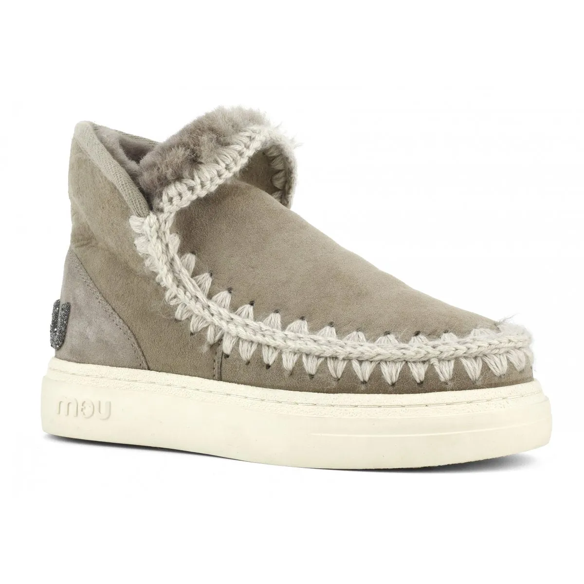 MOU - Eskimo Sneaker Bold Glitter Logo in Elephant Grey