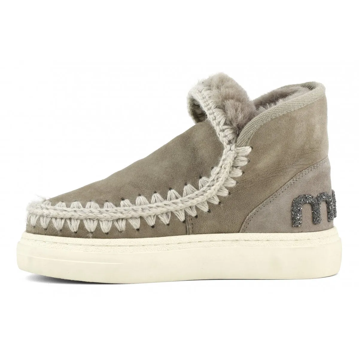 MOU - Eskimo Sneaker Bold Glitter Logo in Elephant Grey