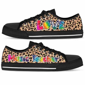 Music Teacher Leopard Love Low Top Shoes, Teacher Shoes, Low Top Sneakers