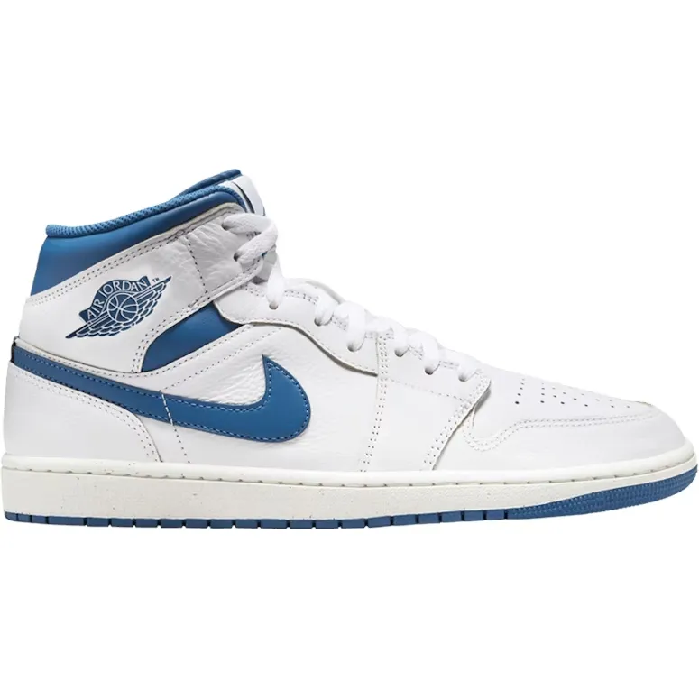 Nike Men's Air Jordan 1 Mid SE Shoes - White / Sail / Industrial Blue