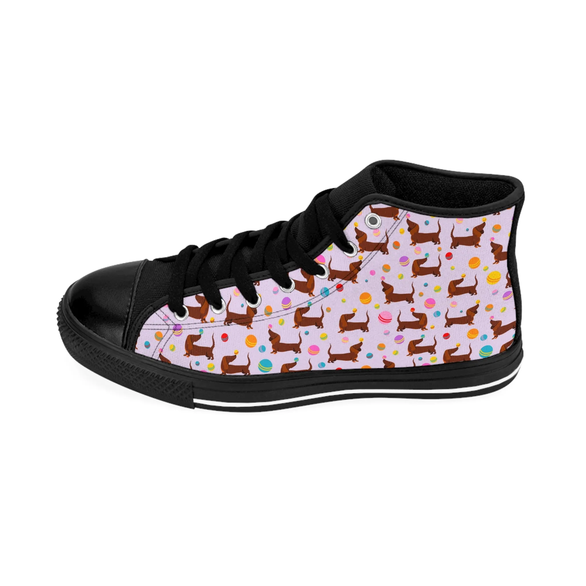 Pink Dachshund Cute Balls Women's Classic Sneakers