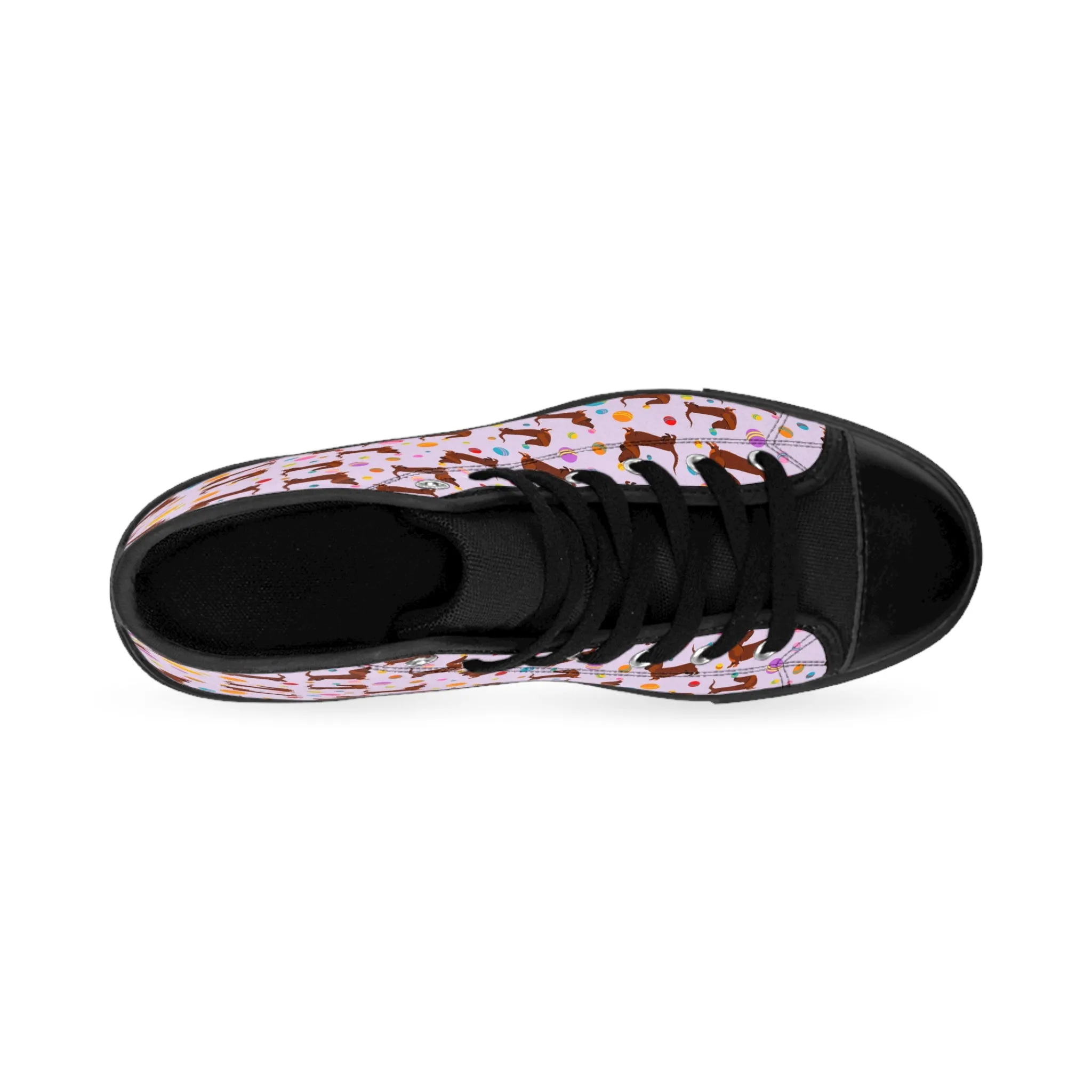 Pink Dachshund Cute Balls Women's Classic Sneakers