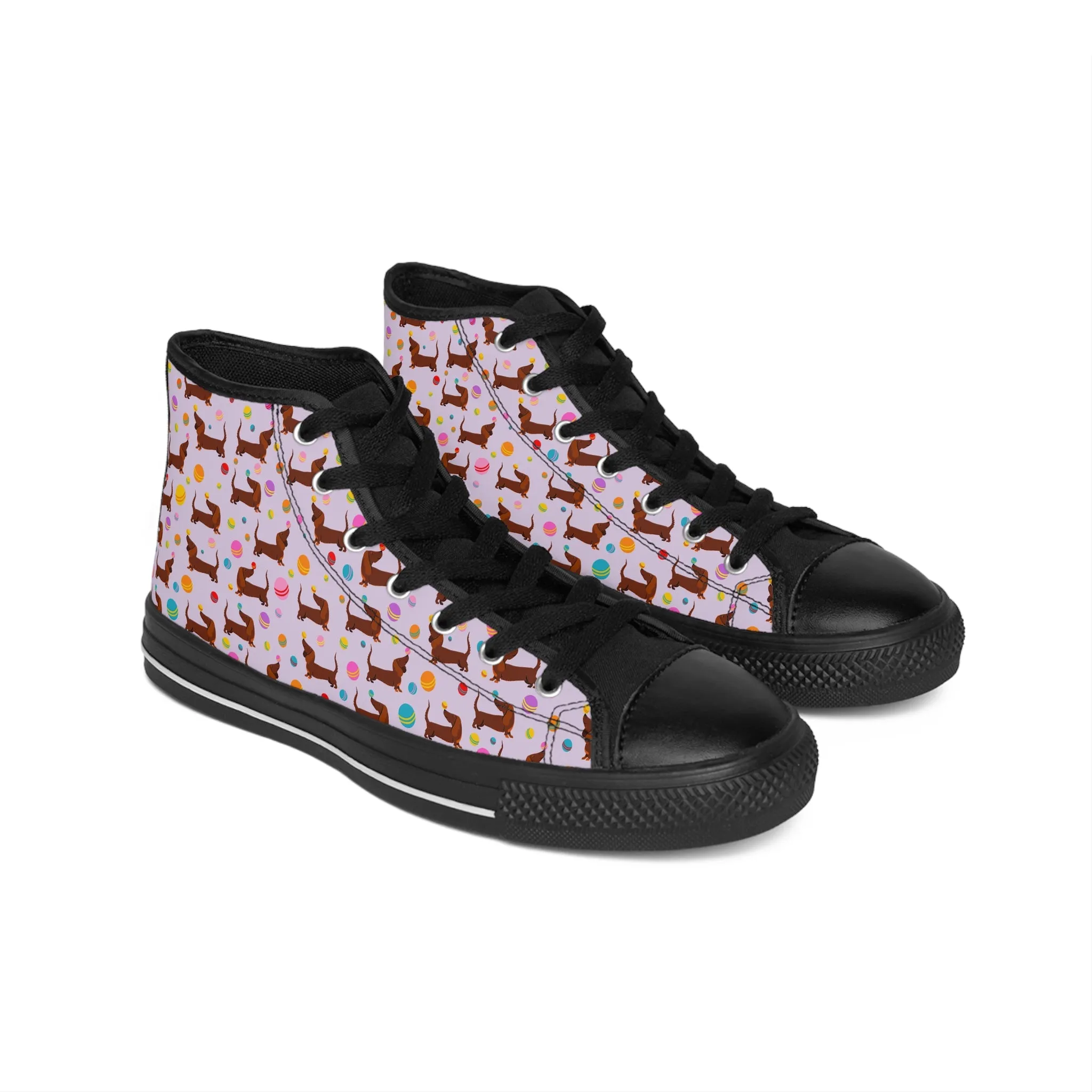 Pink Dachshund Cute Balls Women's Classic Sneakers