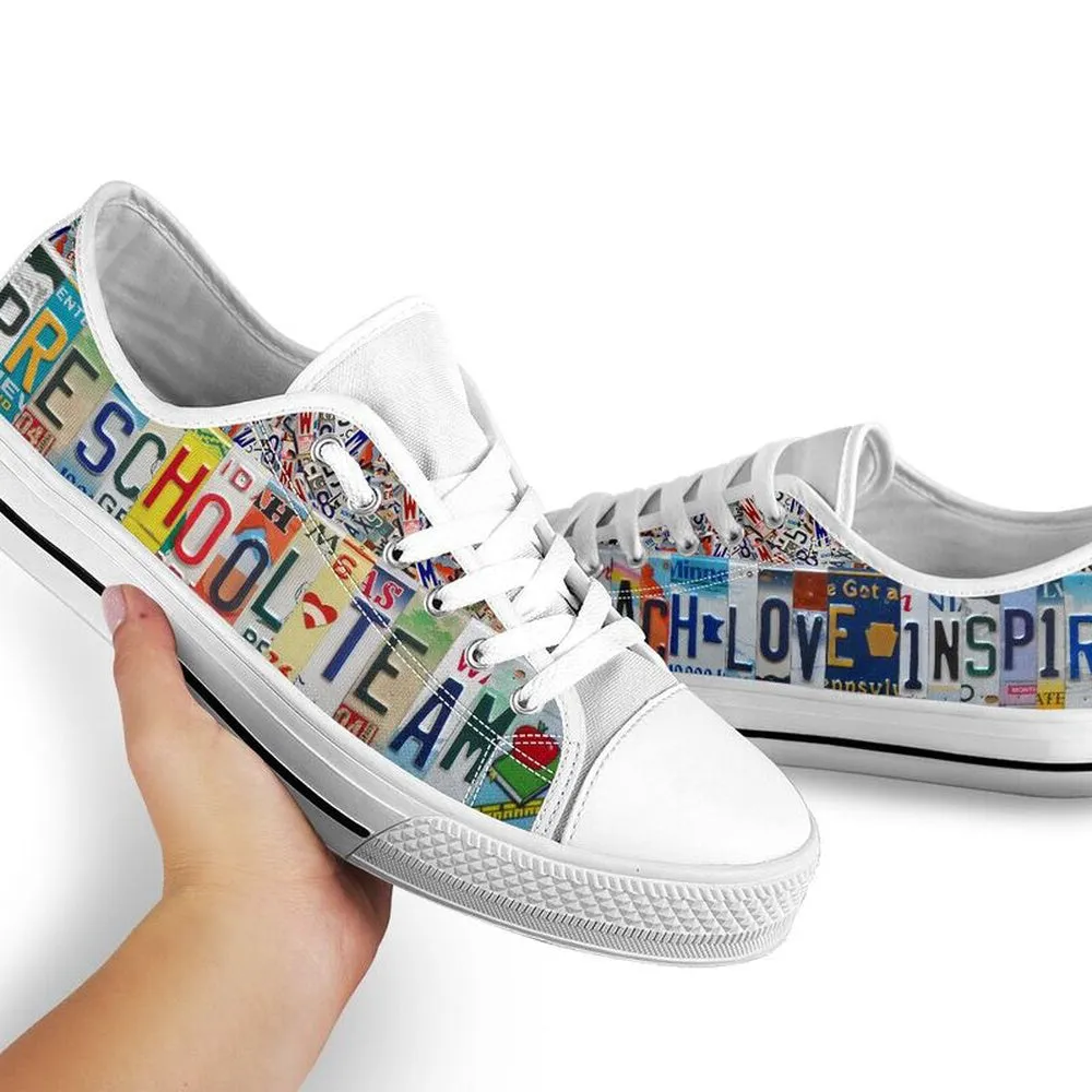 Preschool Team License Plates Low Top Shoes, Teacher Shoes, Low Top Sneakers