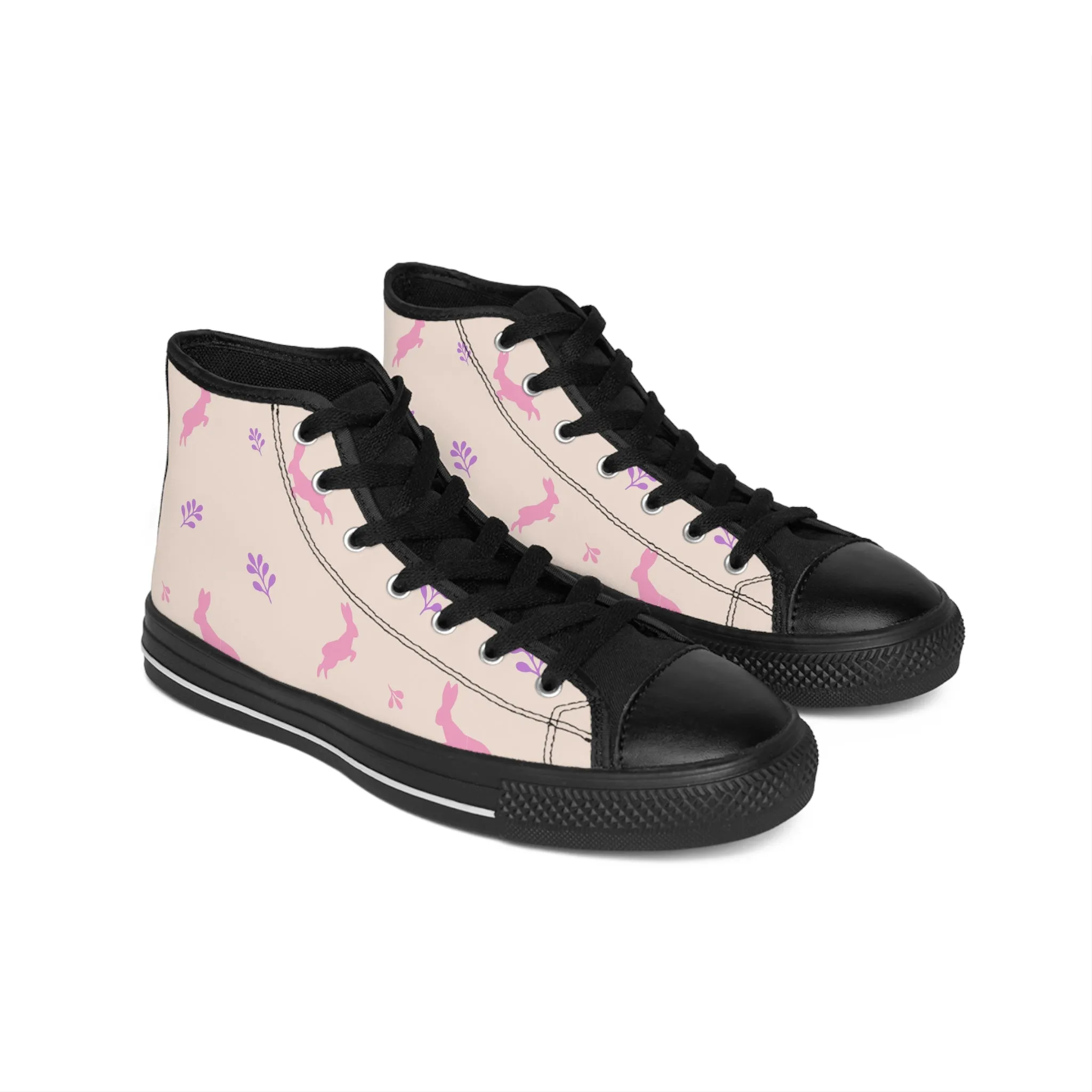 Purple and Pink Bunny Women's Classic Sneakers