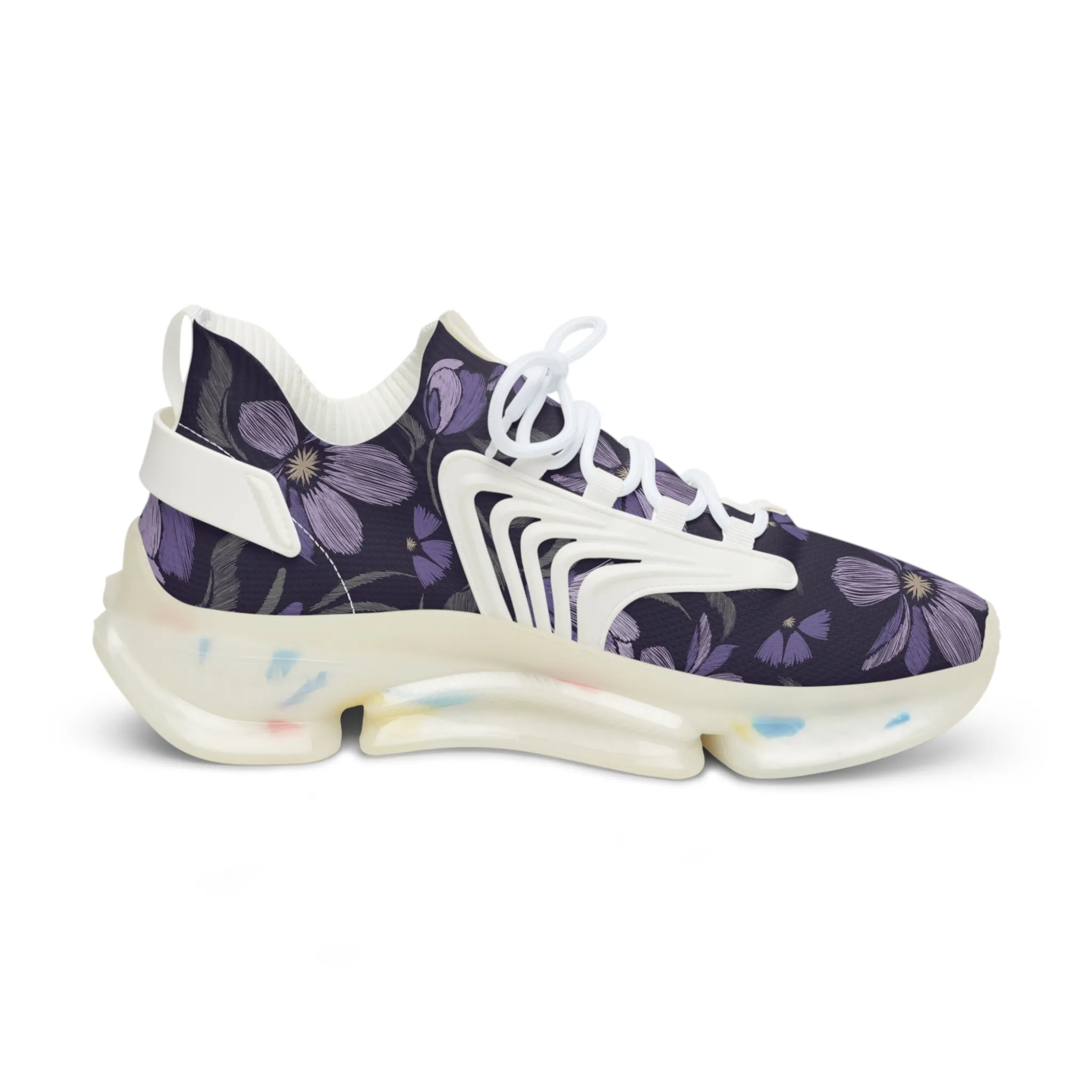 Purple Flowers Men's Mesh Sneakers