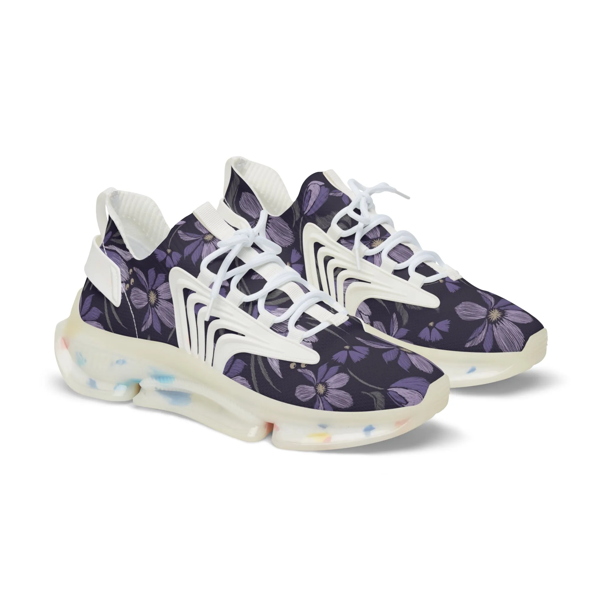 Purple Flowers Men's Mesh Sneakers