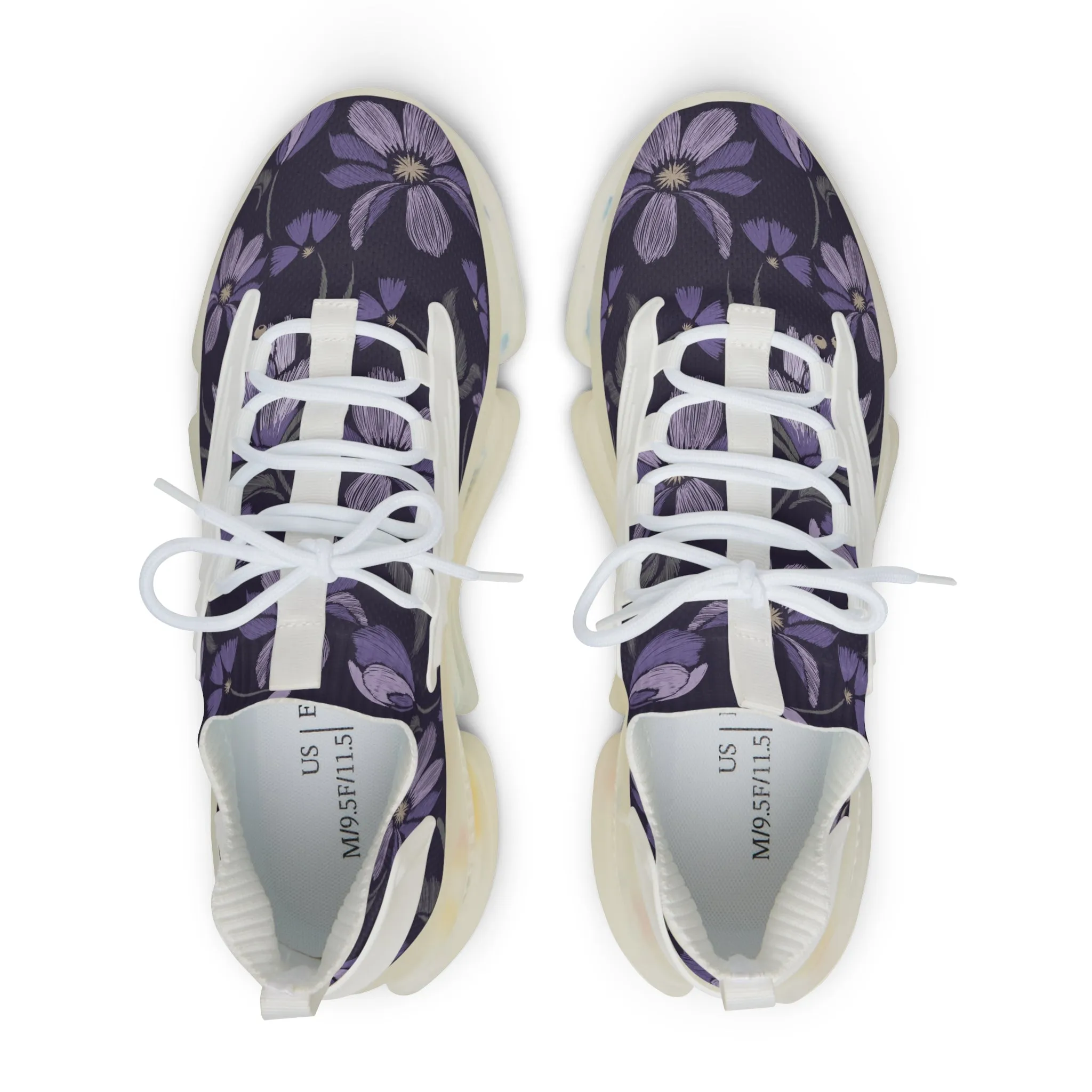 Purple Flowers Men's Mesh Sneakers