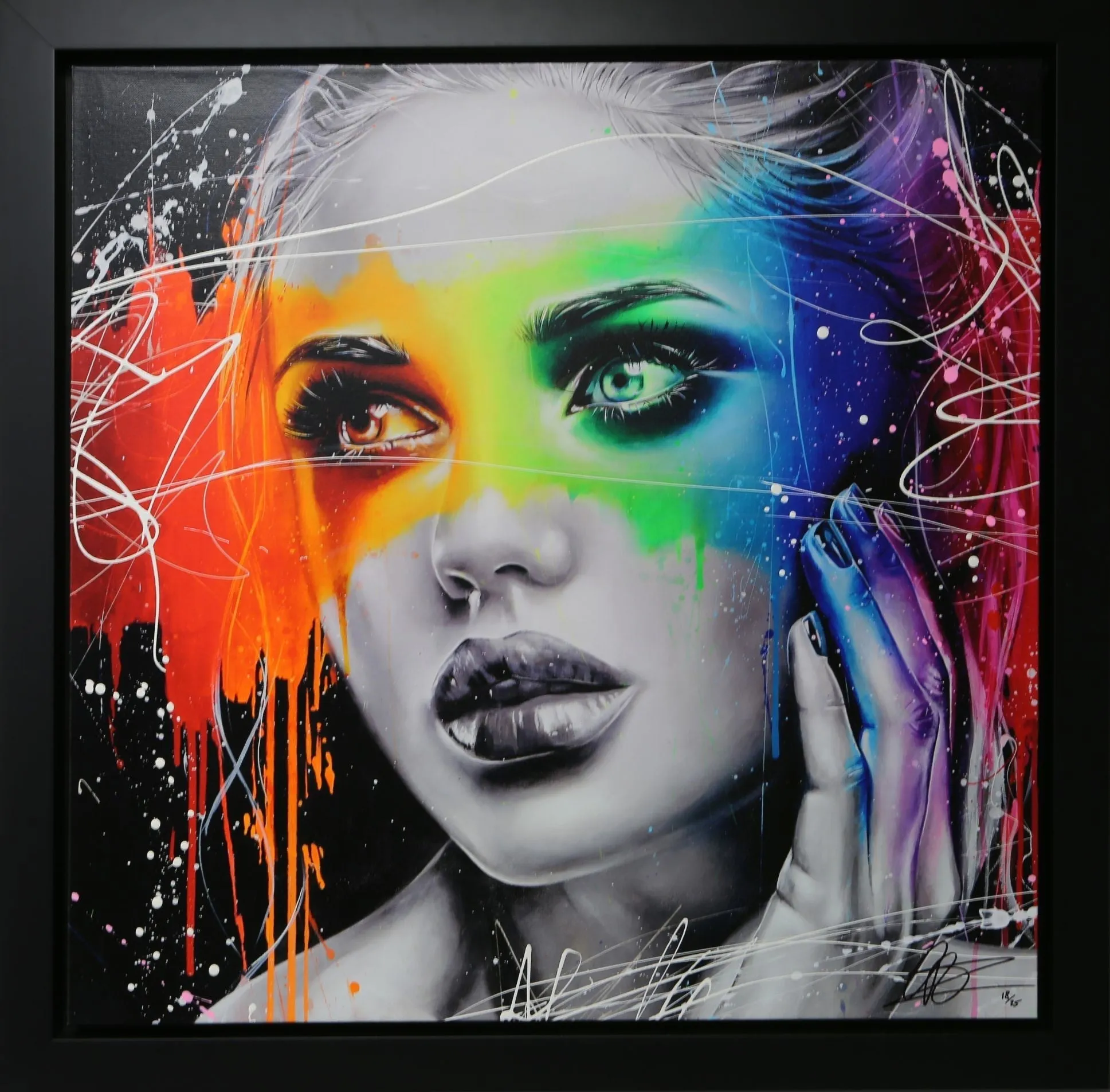 Rainbow In The Dark Hand Embellished Canvas by Emma Grzonkowski