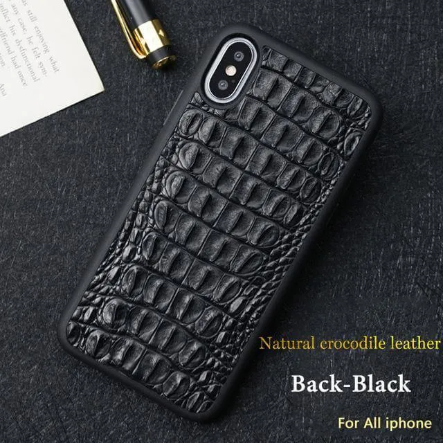 Real Handmade Crocodile Tail Back Abdomen Leather IPhone Case