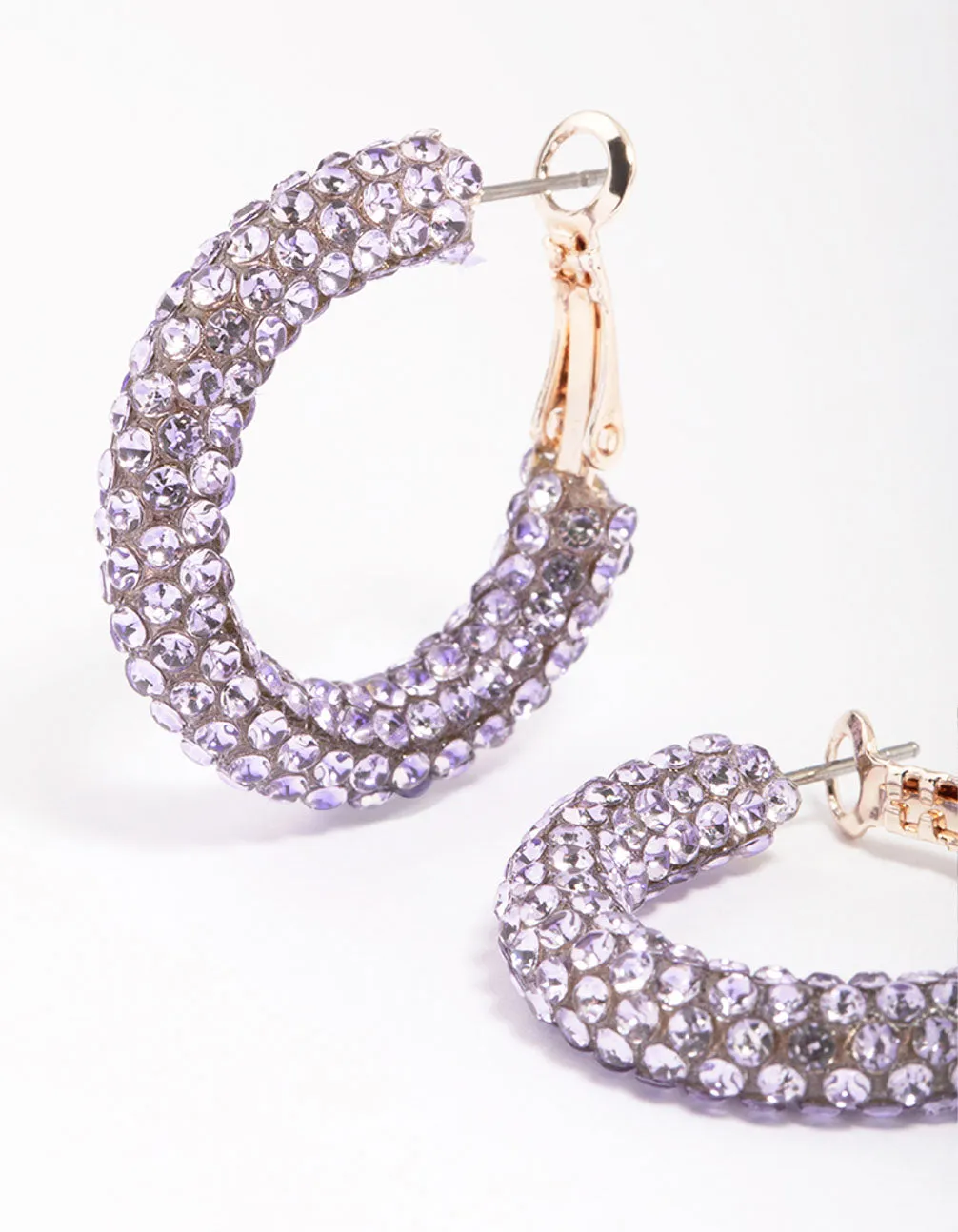 Rose Gold Diamante Medium Hoop Earrings