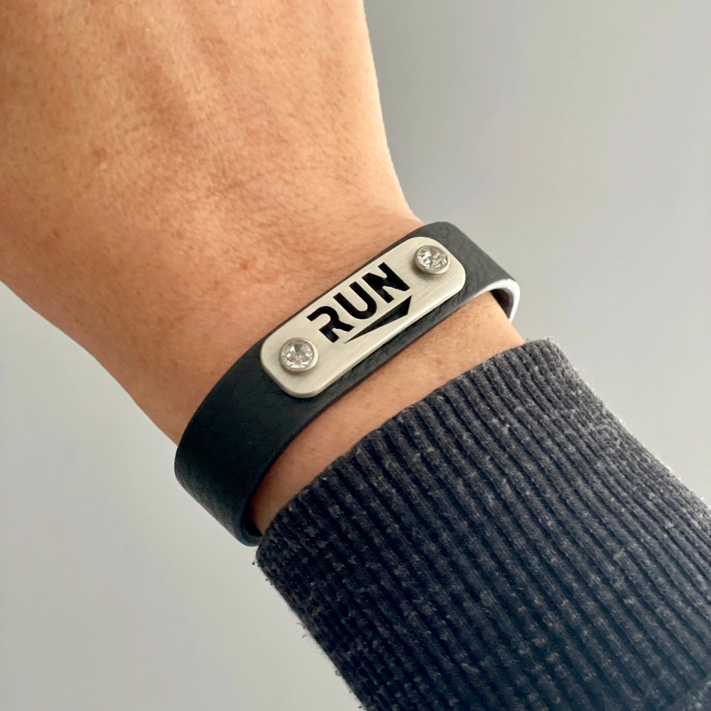 RUN Wristband with Bling - Black or Pink