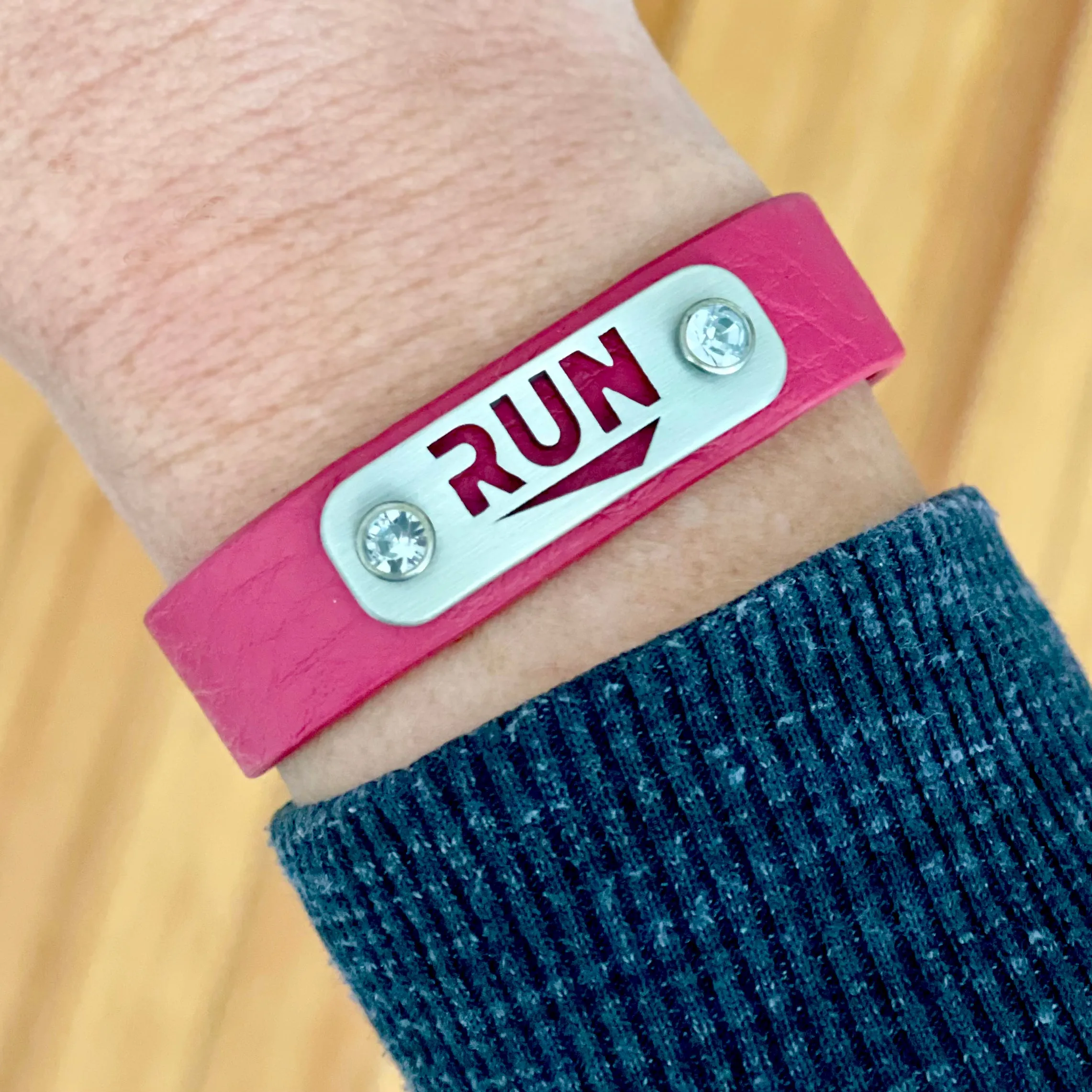 RUN Wristband with Bling - Black or Pink