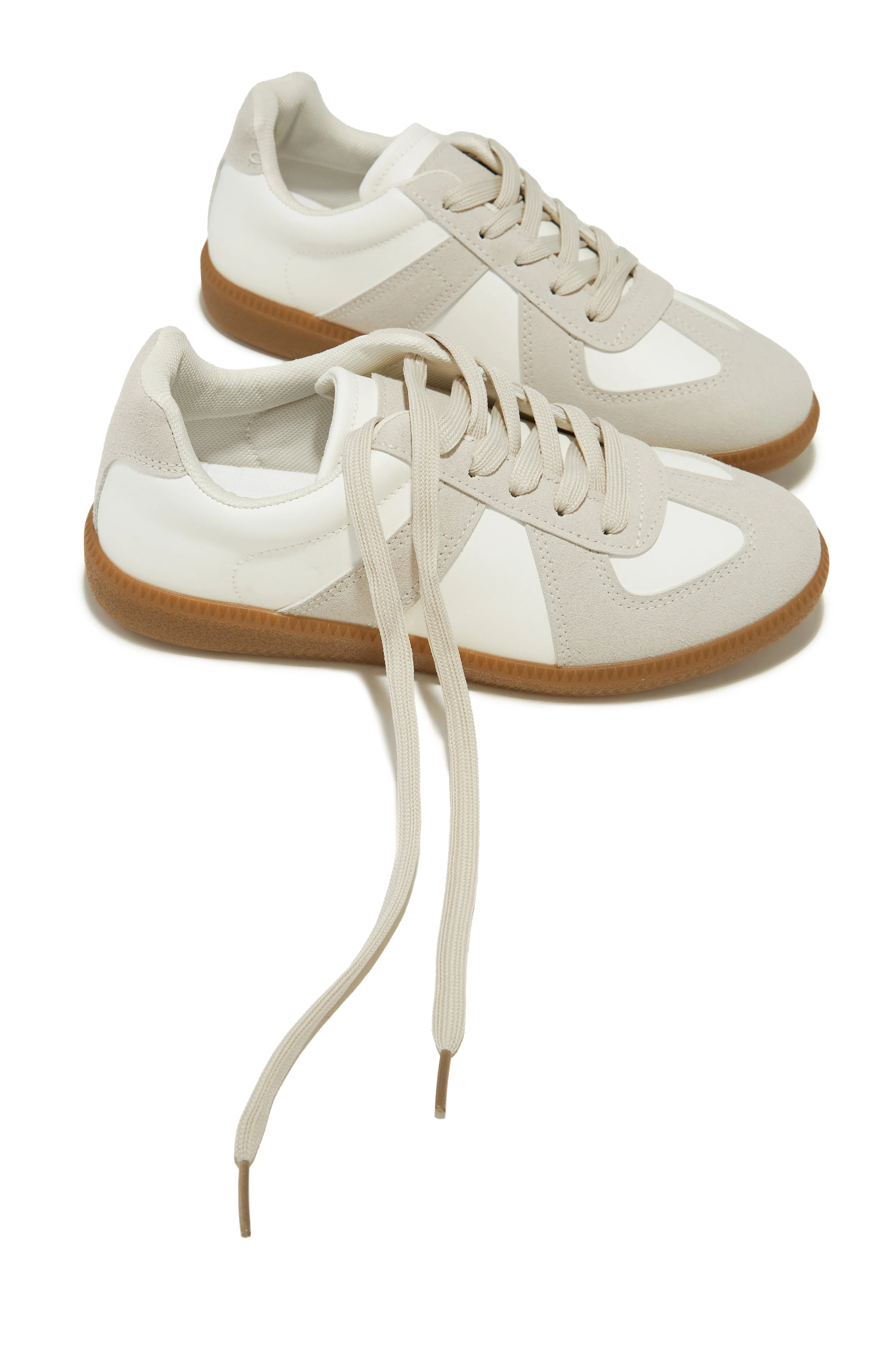 Running Errands Lace Up Sneakers - Beige