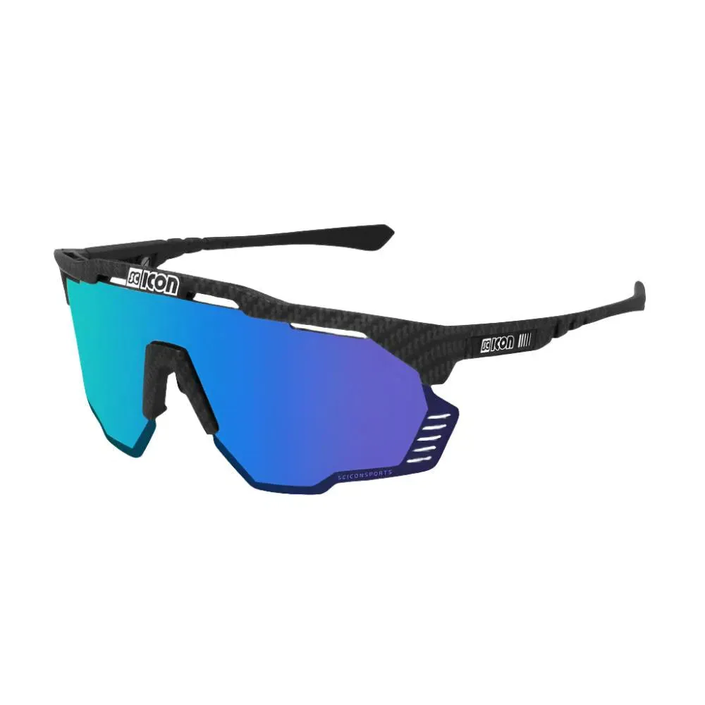 SCICON AEROSHADE KUNKEN CARBON MATT Sunglasses - MULTIMIRROR BLUE LENSES