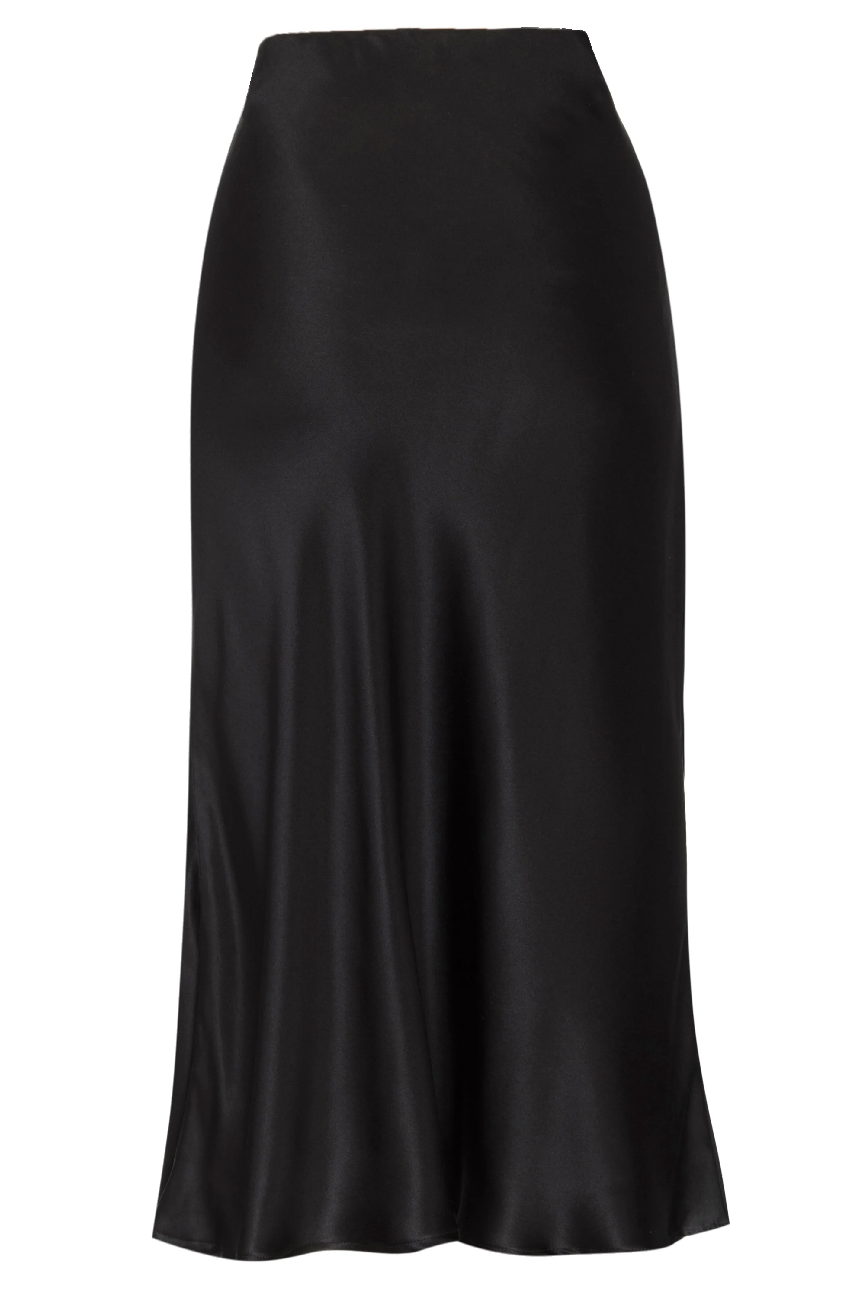 Silk Charmeuse 'Katie' Bias Skirt: Black