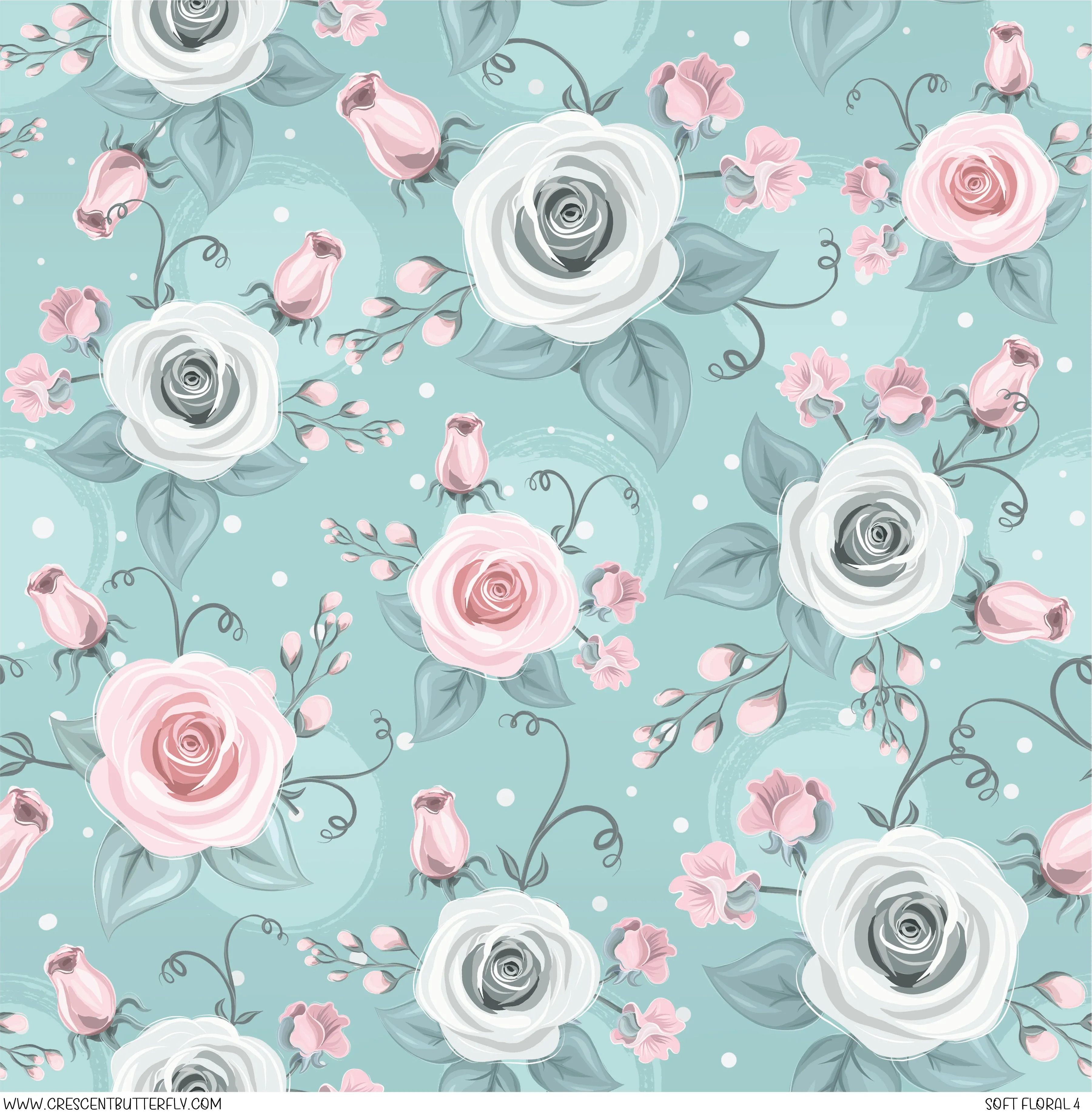 Soft Floral 4 Printed Vinyl Sheet/Wrap