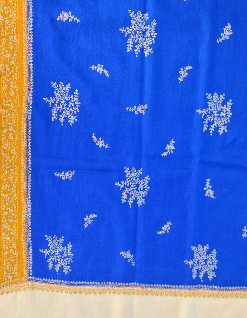 Sozni Embroidered Blue & White Shawl 5098