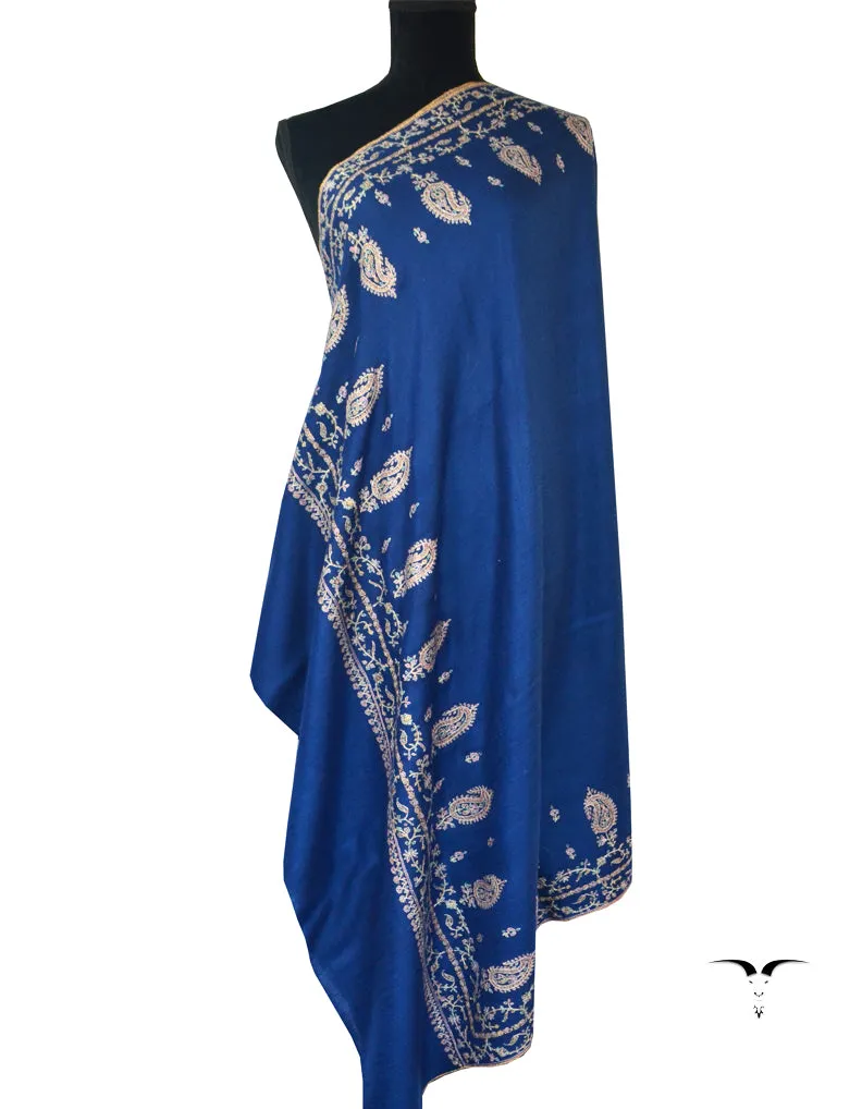 Sozni Embroidered Blue Shawl 5100