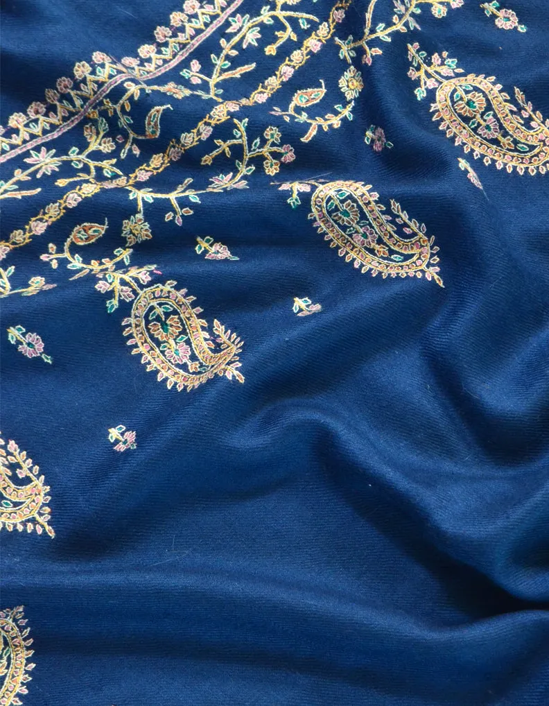 Sozni Embroidered Blue Shawl 5100