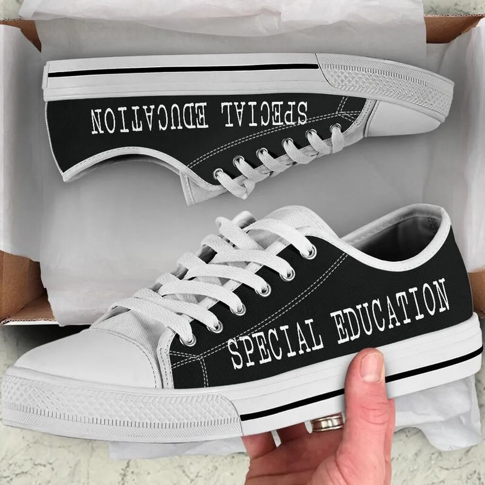 Special Education Strong Red Black Shoes, Teacher Shoes, Low Top Sneakers