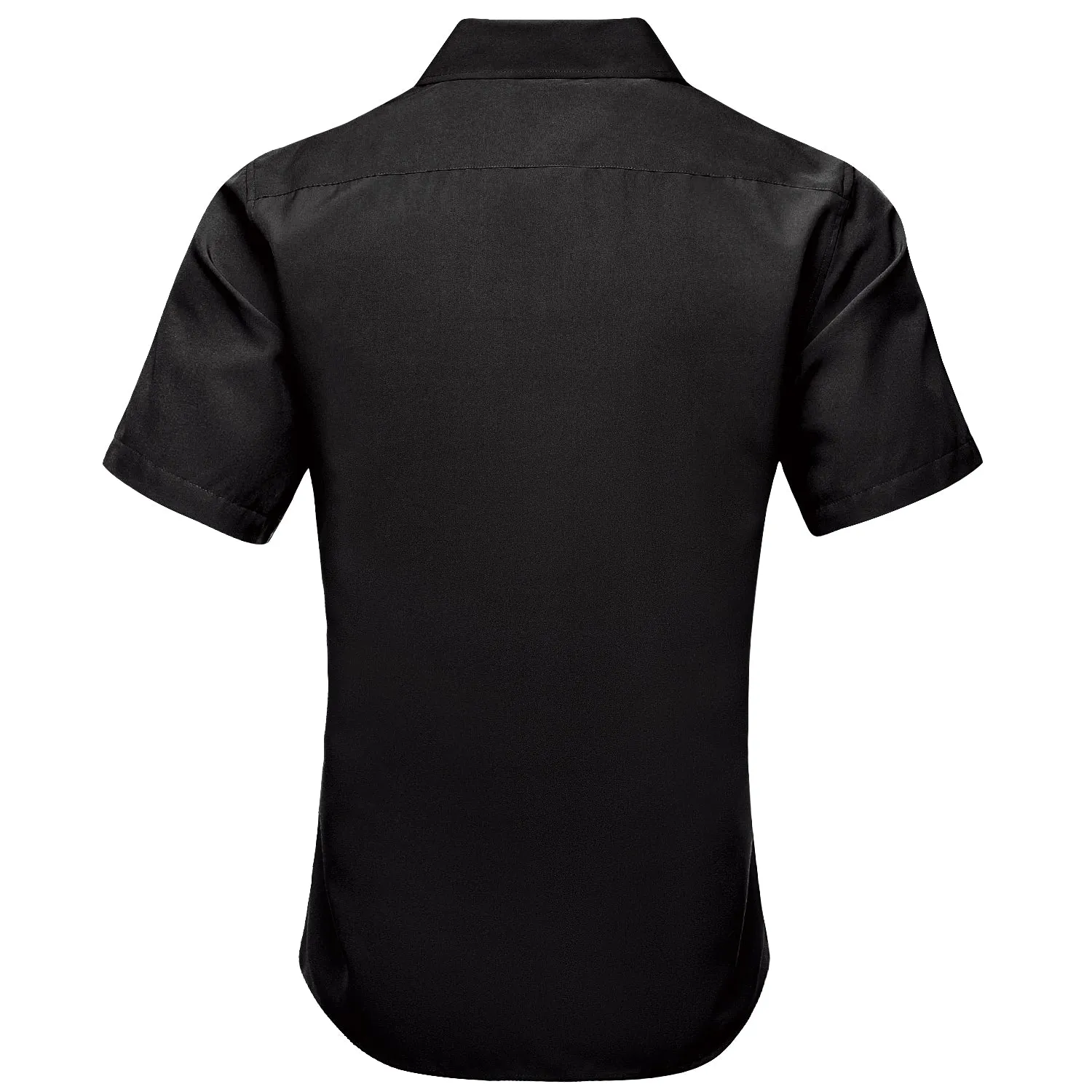 Splicing Style Black with Silver Geometric Silk Men's Short Sleeve Shirt