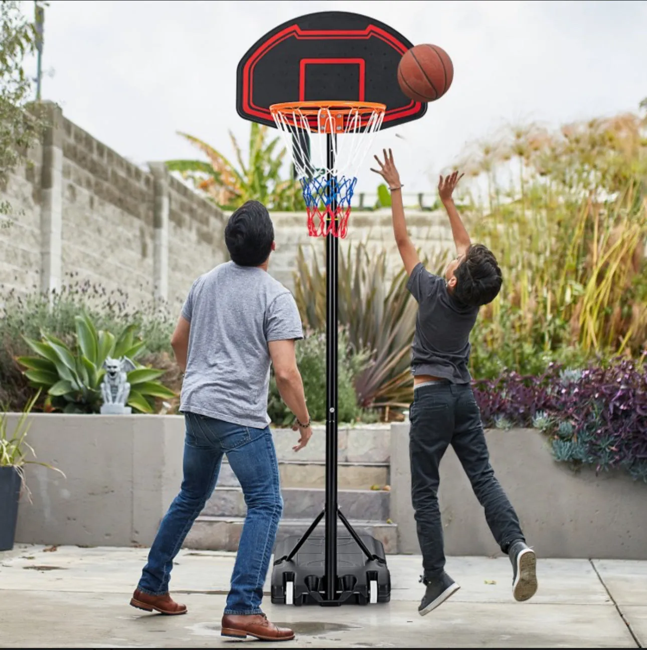 Super Cool 5-Level Adjustment Height Basketball Net Hoop Stand For Kids | 5.1-6.9FT | Heavy Duty Net | Wheels | Indoor | Outdoor