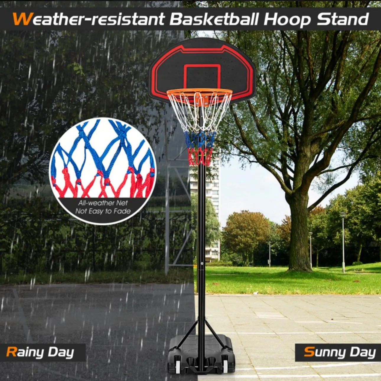 Super Cool 5-Level Adjustment Height Basketball Net Hoop Stand For Kids | 5.1-6.9FT | Heavy Duty Net | Wheels | Indoor | Outdoor