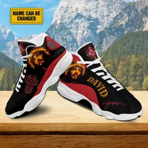 Teesdily | Customized Jesus Cross Art Basketball Shoes, Jesus Saves Running Shoes, Christian Unisex Shoes With Thick Sole