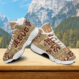 Teesdily | Jesus Words Basketball Shoes, Religious Words Jesus Sacrifice Running Shoes, Unisex Shoes With Thick Soles