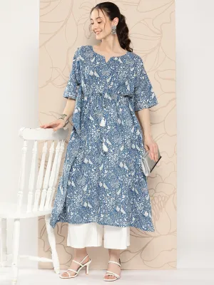 Women Blue Ethnic Printed Kaftan