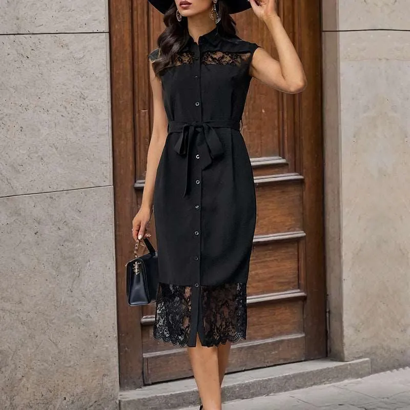 Women's Fashion Lace Shirt Dress